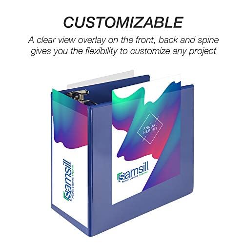 Samsill Durable 6 inch 3 Ring Binder, Locking D Ring Binder, Customizable Clear View Cover, Blue, Holds 1225 Pages - color: Blue, size: 1 Pack, style: 6 Inch
