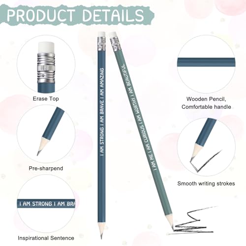 Fumete 240 Pcs Inspirational Pencils Bulk for Student Back to School Gifts from Teacher Motivational Pre Sharpened #2 HB Pencils with Eraser Positive Classroom Must Have Supplies for Kids (Dark)