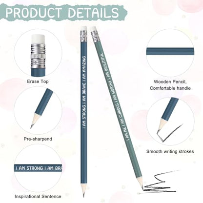 Fumete 240 Pcs Inspirational Pencils Bulk for Student Back to School Gifts from Teacher Motivational Pre Sharpened #2 HB Pencils with Eraser Positive Classroom Must Have Supplies for Kids (Dark)