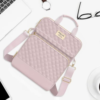 MOSISO 12.9 inch Tablet Sleeve Bag for iPad Pro 13 M4&iPad Air 13 M3 M2,iPad Pro 12.9 M2 M1 6/5,Surface Laptop Go 12.4,Galaxy Tab S8+/S9+ 12.4,Square Quilted Carrying Case with 2 Pockets, Pink - color: Pink, size: 12.9 inch