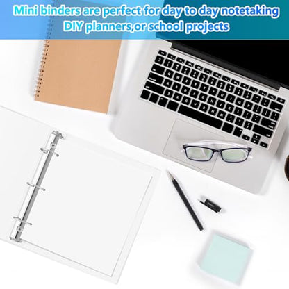 Henoyso 12 Pcs 1.5 Inch Mini 3 Ring Binders Fits 5.5" x 8.5" Paper, Holds(Capacity 350 Sheets), Plastic Flexible Three Round Rings Small White A5 Binders Bulk for School, Office Use, Photo Album - color: White, size: 1.5 Inch