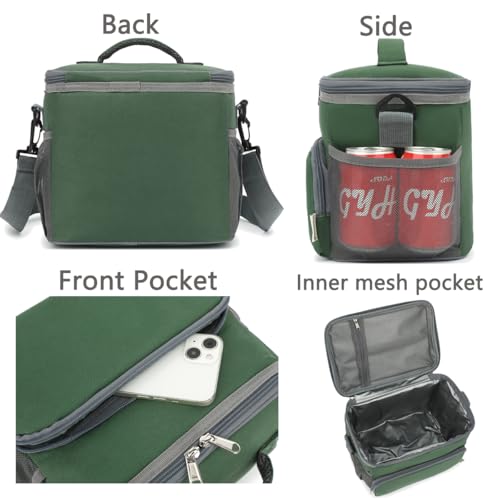 Insulated Lunch Bag for Adult/Women/Men, Reusable Large Lunch Box Cooler Soft Leakproof Tote, Thermal Meal Prep Lunch Pail with Adjustable Shoulder Strap for Picnic/Travel/Office,Army Green - color: Army Green