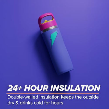 Gatorade 'Overtime' 22oz Stainless Steel Water Bottle, Straw Cap, Purple/Pink - color: Purple/Pink, size: 22 Ounces, style: Straw Cap