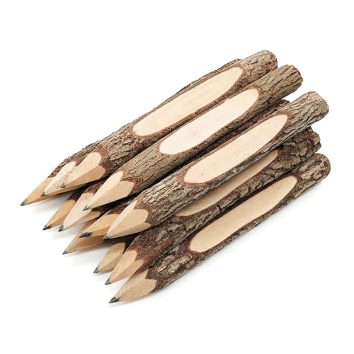 BSIRI Pencil Wood Favors of Graphite Wooden Tree Rustic Twig Pencils Birch of 12 Camping Lumberjack Decorations Party Supplies Novelty Gifts Bark Pencils Gifts (5 Inch Personalized) - style: 5 Inch Personalized