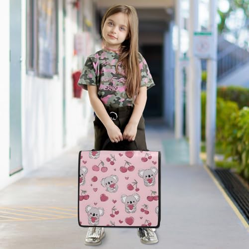 3 Ring Zipper Binder Koala Pink Cherry Binders Bag with Shoulder Strap 500 Sheets Paper Organizer Trapper Keeper Documents Storage File Folder for School Office - color: A2809