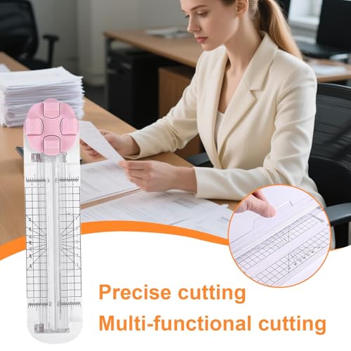 Paper Trimmer - 4 in 1 Photo Cutter, Multi Function Craft Tool, Precision Cutting Device | Blade for Scrapbooking School Office Classroom Wrapping Packaging Label Coupons Picture