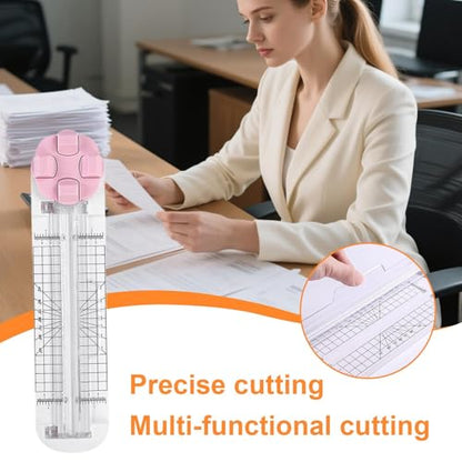 Paper Trimmer - 4 in 1 Photo Cutter, Multi Function Craft Tool, Precision Cutting Device | Blade for Scrapbooking School Office Classroom Wrapping Packaging Label Coupons Picture