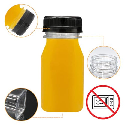 10 PCS 4 oz Plastic Juice Bottles with Lids | Empty Clear Milk Bottles with Lids, Beverage Containers for Juice, Milk and Other Drink - size: 4 oz / 120 ml