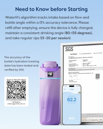 WATERH BOOST Kids Smart Water Bottle with Reminder & Tracker, 16oz | BPA-Free, Vacuum Insulated Stainless Steel, 24H Cold & 12H Hot, DIY Fridge Magnets, Rubber Base, Ideal for Travel & Camping - color: Mauve