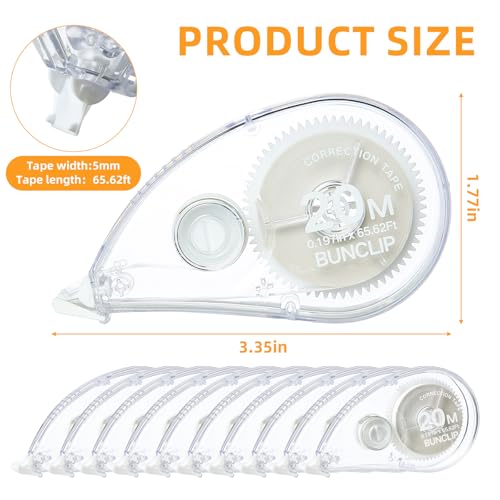 White Correction Tape, 10 Pack 65.62ft Strong Covering Instant Fixc | 0.197 inch wide, smooth writing & copy-proof no marks. Bulk value pack, ideal for school, office and daily paperwork use.