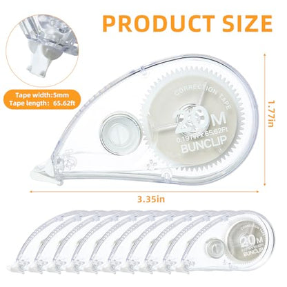 White Correction Tape, 10 Pack 65.62ft Strong Covering Instant Fixc | 0.197 inch wide, smooth writing & copy-proof no marks. Bulk value pack, ideal for school, office and daily paperwork use.