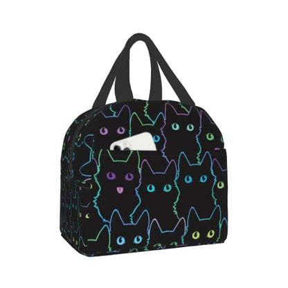 Nerxy Cat Lunch Bag Cute Leakproof Cooler Lunch Box Colorful Cat Silhouettes Insulated Meal Tote Kit Lunch Containers For School Office Picnic For Kids Adults Children,8.5x8x5 In(catLB230406) - color: catLB230406