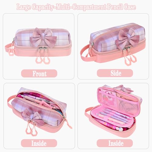 NSEQB Girls Backpack,Kids School Backpack With Lunch Box Pencil Case Set,Cute Childrens Schoolbag For Girls - color: Pink-3PCS