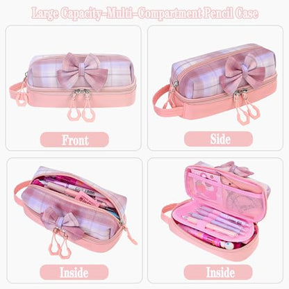 NSEQB Girls Backpack,Kids School Backpack With Lunch Box Pencil Case Set,Cute Childrens Schoolbag For Girls - color: Pink-3PCS