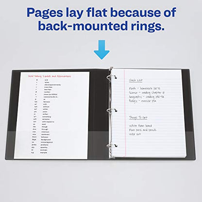 Avery Standard View 3 Ring Binder, 1" Round Rings, 175-Sheet Capacity, 1.4 Inch Wide Spine, 1 Black Binder, Ideal for Lightweight Organization and Occasional Referencing (05761) - size: 1"