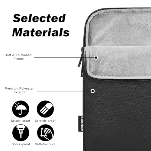 Dadanism 9-11 Inch Tablet Sleeve Bag Carrying Case for iPad (A16) 11th Gen 11", iPad 10th Gen 10.9" Air 5/4, iPad Air/Pro 11", iPad 9/8/7th 10.2", Galaxy Tab A11+ Plus 11"/S9 FE, Tab M11 11", Black - color: Black, size: 9-11 inch