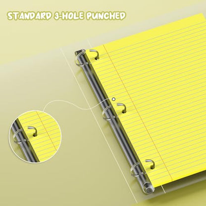 Yellow Loose Leaf Paper 8 x 10.5, 120 Sheets Lined Paper College Ruled Paper, 3 Hole Punched Notebook Paper College Ruled, 3 Ring Binder Paper 8 x 10.5, Filler Paper College Ruled for Office, School - color: Yellow-120 Pcs
