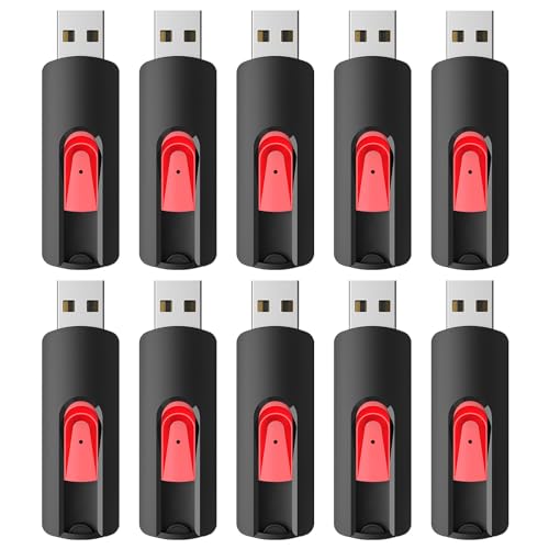 RAOYI 10Pcs 32GB USB Flash Drives Slide Retractable Memory Stick Bulk USB 2.0 Thumb Drive Jump Drive Zip Drive USB Sticks Data Storage Backup for PC Mac (32G, Red) - color: Red Bulk, size: 32GB