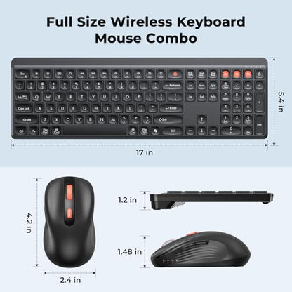MEETION Bluetooth Keyboard and Mouse, 2.4G + Dual Bluetooth Multi Device, Full Size Silent Ergonomic Keyboard with 4 Level DPI Adjustable Wireless Mouse for Windows, Mac OS Desktop/Laptop/PC, Black - color: Matte Black