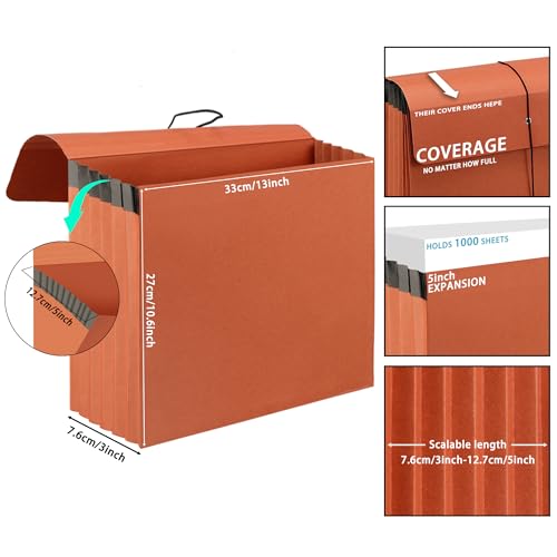 4 Packs Expanding File Wallet with Elastic Cord Closure,Letter Size Accordion File Organize,Heavy Duty Document Organizer,5 Inch Expansion - style: 4 Packs