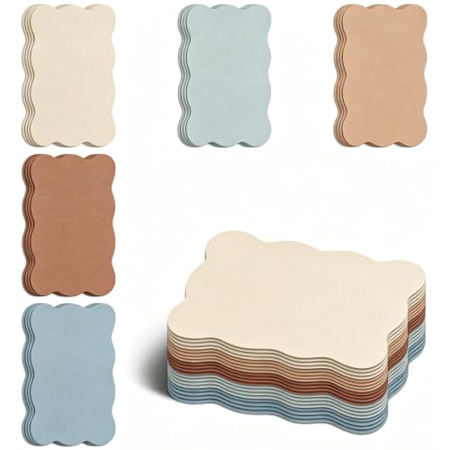 Whaline 150 Pack Neutral Color Index Cards 3 x 5 Inch Beige Dusty Blue Terracotta Flash Notecard Scalloped Blank Index Card for Note-Taking Studying Organizing School Office Supplies - color: Neutral Color