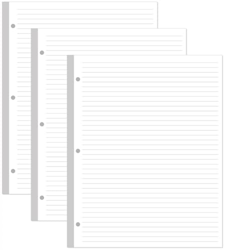 (3-Pack) 3-Hole Line Paper Refills, Letter Size Loose-Leaf Paper, 300 Sheets/600 Pages, 100gsm White Paper, 8.5'' x 11'' - size: 300 Sheets, style: 3-Hole