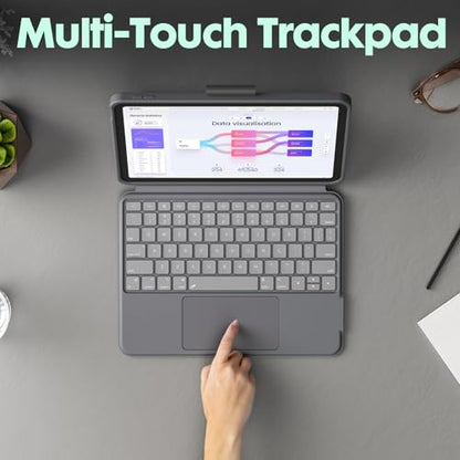 Keyboard Case for iPad 10th Generation,Bluetooth Wireless Detachable Magnetic Stand Rechargeable Keyboard with Folio Slim Compact Removable Cover with Trackpad, Backlit Keys,Wireless Keyboard - color: Grey
