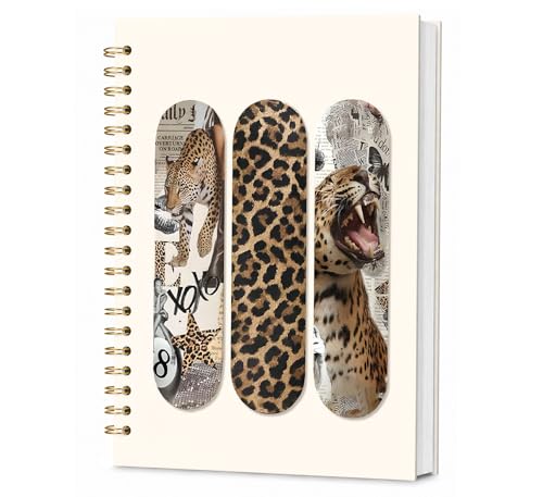 KDHTY Y2K Cheetah Print Leopard Notebook, Cute School Supplies Girly Notebook for Teens Girls,Back to School Hardcover Notebook for Work School Office Supplies,Leopard print gifts for Women,5.5x8.3 - style: preppy 5
