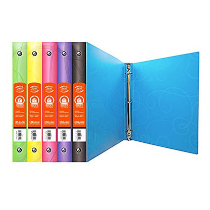 BAZIC Products 1" Swirl Poly 3-Ring Binder, 1 Pocket, 6-Set | round rings, 1 in swirl poly 3-ring binder, 1 inside pocket, holds up to 175 sheets, Durable poly - color: Swirl, size: 6-Pack