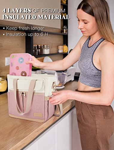 JOYHILL Lunch Bag for Women, Lunch Tote Leakproof Insulated Lunch Box with Shoulder Strap, Adult Reusable Lunch Cooler Tote Bags for Work Picnic Camping Beach (I-LIGHT BLUE) - color: I-LIGHT BLUE