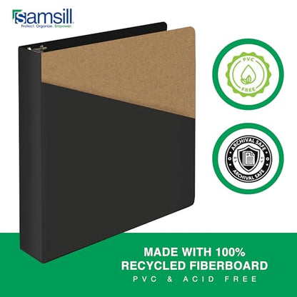 Samsill 1.5 Inch Document Storage Binder,100% Recycled Chipboard, Round Ring, Black - color: Black, size: 1.5 Inch, style: Single