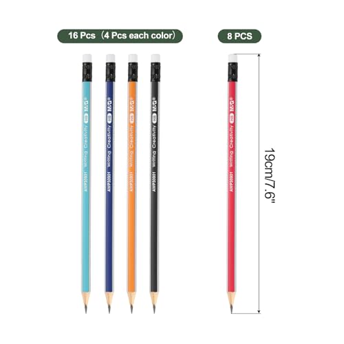 M&G Wooden Hexagonal Pencils, 2 Set HB Pencils Graphite Round Pencils with Eraser for Classroom Teacher Office Supplies, 5 Colors