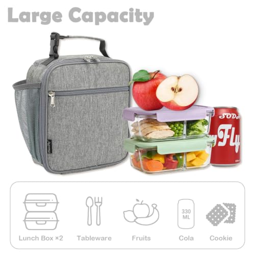 FlowFly Kids Lunch box Insulated Soft Bag Mini Cooler Back to School Thermal Meal Tote Kit for Girls, Boys(Heather Grey) - color: Heather Grey