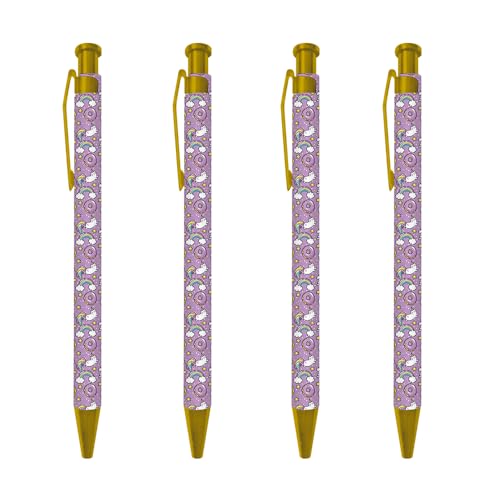 Ballpoint Pen 4Pcs Click Black Ink Metal Retractable 1.0 mm Medium Ballpoint Pens Quick Dry for Office School (Animal) - color: Animal