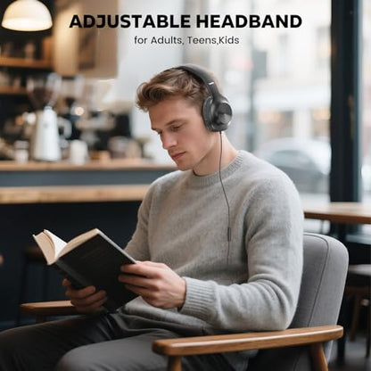 Upgraded USB C Wired Headphones, Over-Ear Type C Headphones with Microphone, HD Stereo Sound, Volume Control, Foldable USB Type C Headphones for Adults/Teens//Tablets/Computer/iPhone/Travel(Black)