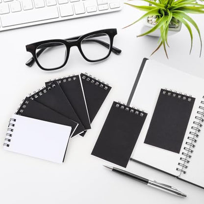 Hooqict 10 Pack Pocket Notebook 3x5 Small Spiral Notepads Black Mini Notebooks with Lined Pages, Memo Note Pads for Work, Office, School, 50 Sheets/100 Pages - color: Black