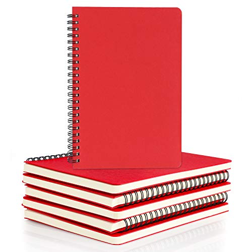EUSOAR Students Ruled Spiral Notebook, A5 6packs 5.5"X8.3" 120 Pages Red Hardcover Lined Travel Writing Notebooks Journal, Memo Notepad Sketchbook, Office Business Subject Diary Ruled Book Journal - color: Red, size: 6 Packs