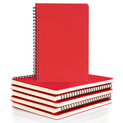 EUSOAR Students Ruled Spiral Notebook, A5 6packs 5.5"X8.3" 120 Pages Red Hardcover Lined Travel Writing Notebooks Journal, Memo Notepad Sketchbook, Office Business Subject Diary Ruled Book Journal - color: Red, size: 6 Packs