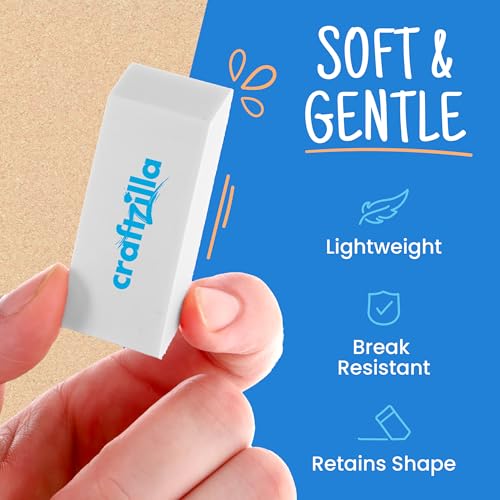 Craftzilla White Erasers Bulk 100 Pack - Large Latex- Free Bulk Erasers for Kids, Classroom, and School Supplies - Ideal for Pencils and Drawing - Borradores Escolares