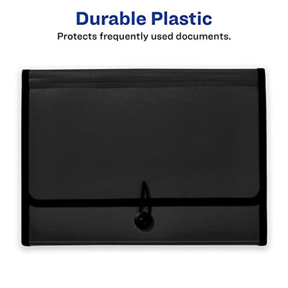 Avery Expanding File Folder Organizer, 13-Pocket Accordion File Organizer, Black, Holds 425 Letter/A4-Size Sheets (73553)