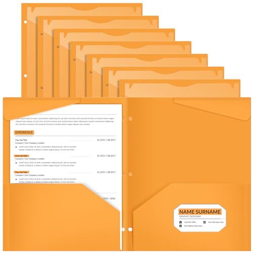 Henoyso 24 Pcs Orange Plastic Folders with 2 Pockets and Clear Front Pocket 3 Holes Bulk Heavy Duty Letter Size Folders for Back to School, Office & Home, Classroom Organization - color: Orange