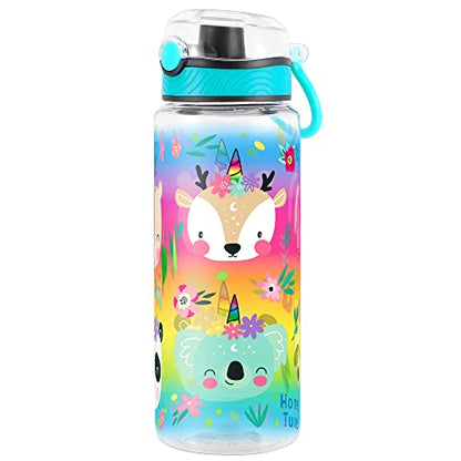 Cute Water Bottle for School Kids Girls, BPA FREE Tritan & Leak Proof & Easy Clean & Carry Handle, 23oz/ 680ml (Deer) - color: Deer