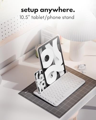 Macally Bluetooth Keyboard for Tablet | Wireless Keyboard for iPad mini/Air/Mini, iPhone (Multi-Device, Built-in Stand, Rechargeable) Easy to Use and Cute Portable - White - color: White