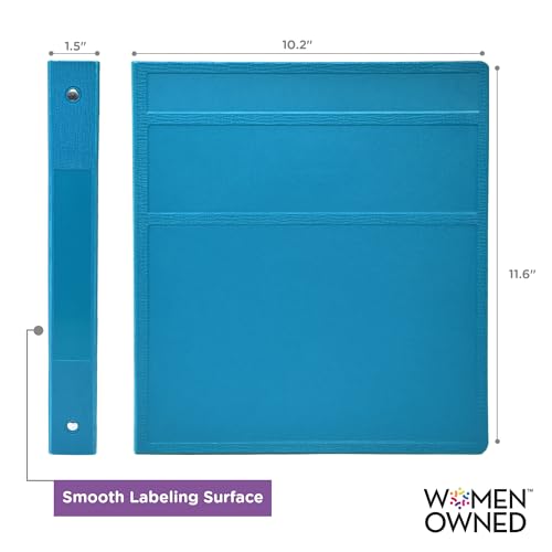 Carstens 1-Inch Heavy Duty 3-Ring Binder - Side Opening, Pool Blue, Durable Plastic, Precision No-Gap Rings, Waterproof Cover, No Pockets, Holds 125 US Letter Sheets, BPA-Free, Made in USA (8714-3R) - color: Blue, size: Individual