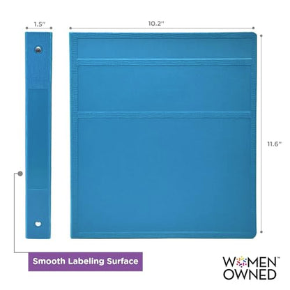 Carstens 1-Inch Heavy Duty 3-Ring Binder - Side Opening, Pool Blue, Durable Plastic, Precision No-Gap Rings, Waterproof Cover, No Pockets, Holds 125 US Letter Sheets, BPA-Free, Made in USA (8714-3R) - color: Blue, size: Individual