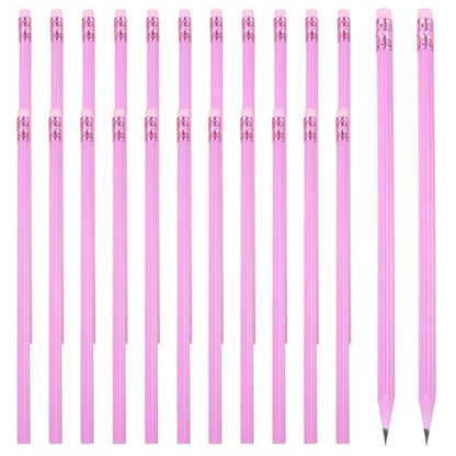 PATIKIL Round Pencils, 24 Pcs Triangle HB Graphite Pencil Wooden Pencils with Eraser for Classroom Office Writing Drawing Supplies, Red - color: Red, size: 1 Count (Pack of 24)