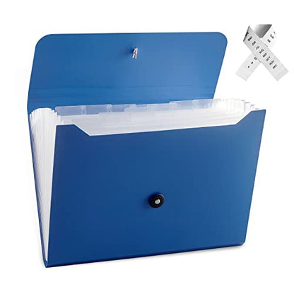 Nicfaec Expanding File Folder, 13 Pockets, Blue, Durable, Great Capacity,for Work, School, Home, Office - color: 1pcs-blue