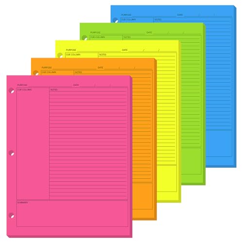 Ctosree 200 Sheets Cornell Notes Loose Leaf Paper 8.5 x 11 Inch, College Ruled Filler Paper for 3 Ring Binder Note Taking System for School Office Business Home (Fluorescent Color) - color: Fluorescent Color