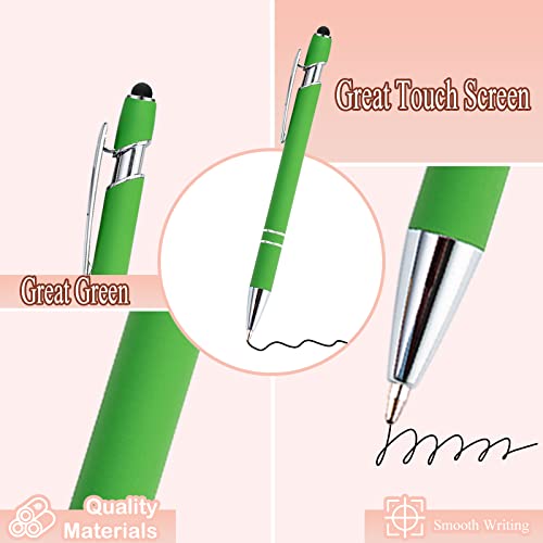PASISIBICK 12 Pieces Green Ballpoint Pen with Stylus Tip, 2 in 1 Stylus Stylish Pen, Metal Stylus Pen for Touch Screens, Black Ink, 1.0 mm Medium Point.(12 PCS Green) - color: 12 Pcs Green Stylus Pens