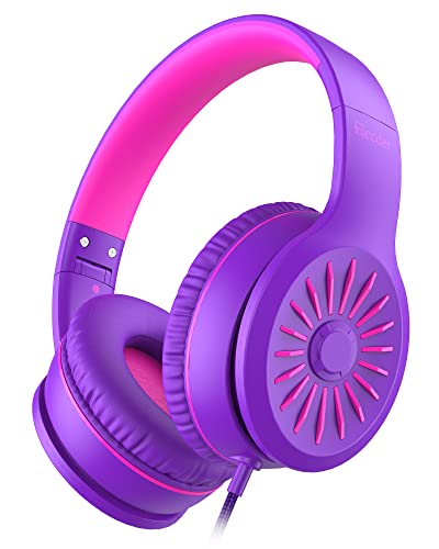 ELECDER i45 Kids Headphones Wired, On-Ear Headphones for School, Purple | Foldable Portable, 1.5M Cord Headphone Stereo Aux Jack 3.5mm Headset for Smartphones Chromebook Computer PC Airplane Travel - color: Purple